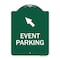 Signmission Event Parking Up Left Arrow, Green & White Aluminum Architectural Sign, 18" x 24", GW-1824-24082 A-DES-GW-1824-24082 - alternate 1